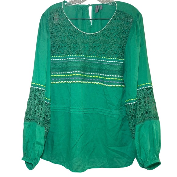Anthropologie Tops - Anthropologie Blank London Sunshine Peasant Blouse green women's XL boho cottage
